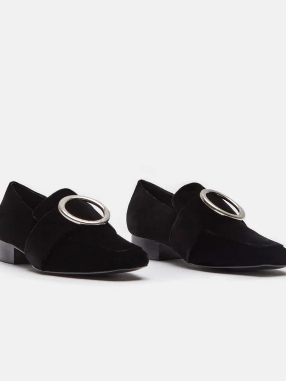 Dorateymur Harput Black Suede Slip-On Loafers with Silver Ring Accent NWT 7.5